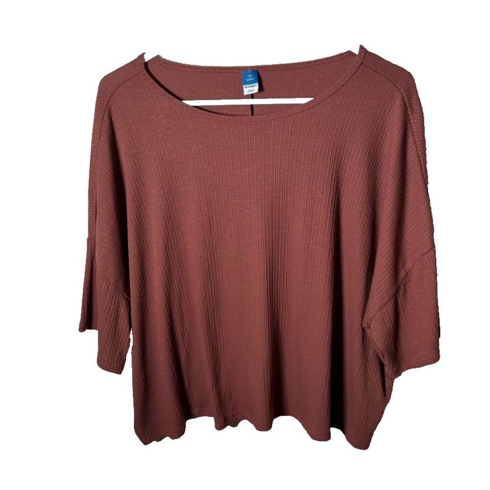 Old Navy T-Shirt Women's Petite Medium Luxe Ribbed Boxy Drop Shoulder Crop Top